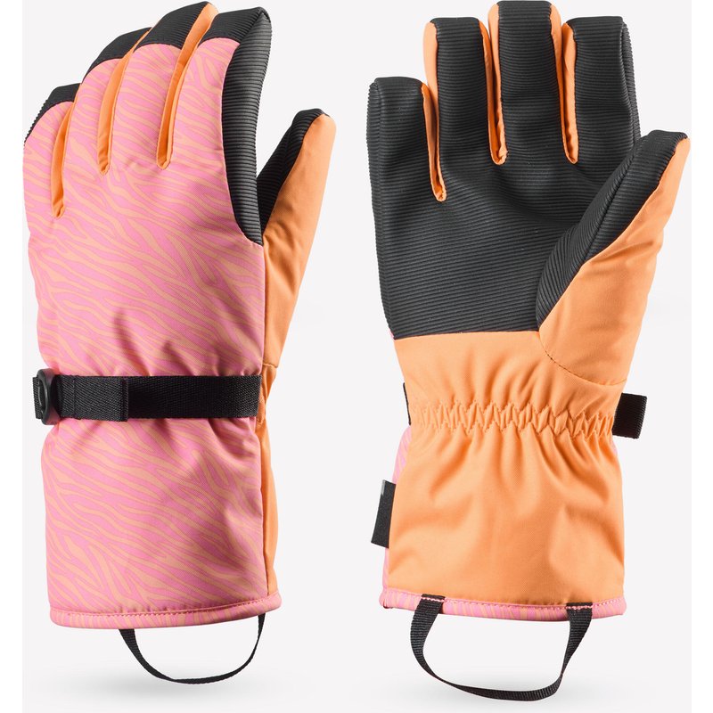 Skihandschuhe Kinder wasserdicht - 100 rosa/orange Zebrastreifen