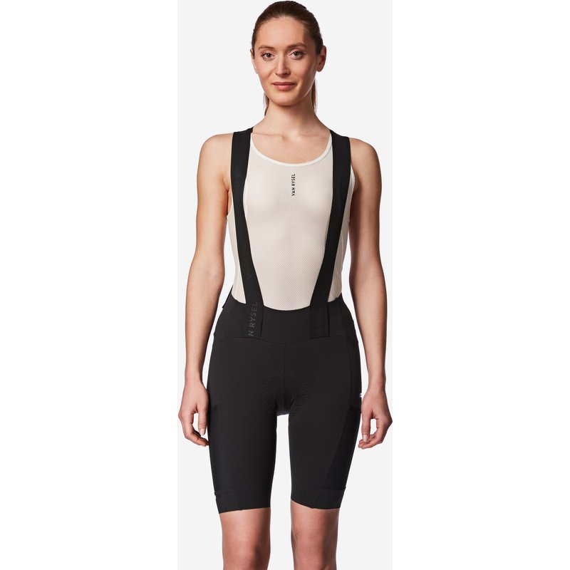 Radhose kurz mit Trägern Rennrad Langdistanz „EDR Ultra“ Damen schwarz