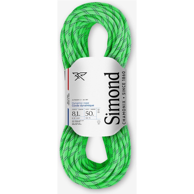 Halbseil Zwillingsseil 8,1 mm × 50 m - Alpinism grün