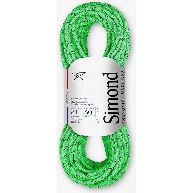Halbseil Zwillingsseil 8,1 mm × 60 m - Alpinism grün
