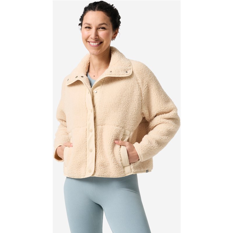Sherpa-Fleecejacke Damen für Yoga/Pilates – beige