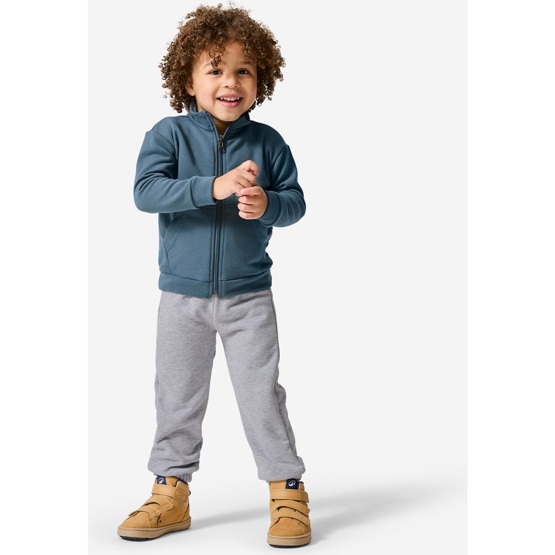 Trainingsanzug Kinder French Terry atmungsaktiv - blau/grau