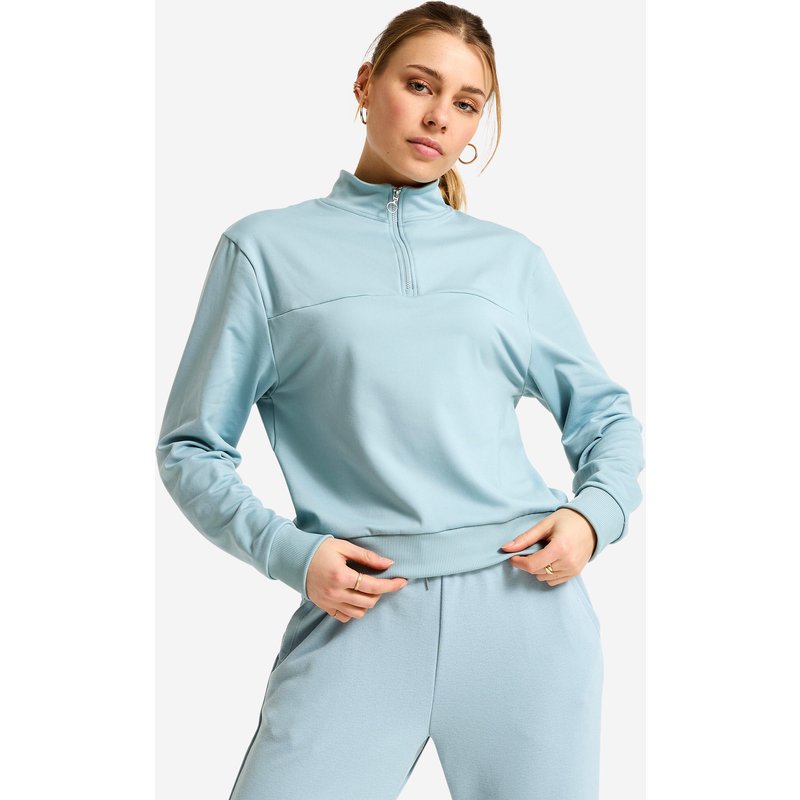 Sweatshirt Damen Reissverschlusskragen - blau/schwarz