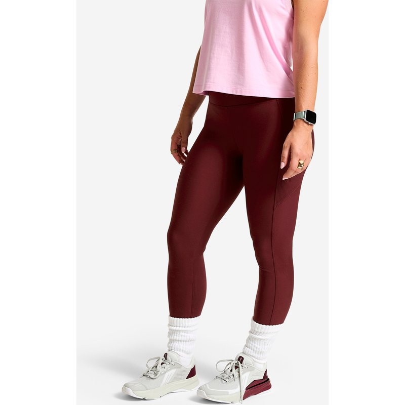 Leggings Damen atmungsaktiv mit Smartphonetasche - bordeaux