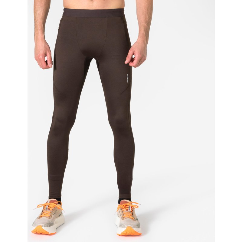 Lauftights lang Herren atmungsaktiv - Run Flow dunkelbraun
