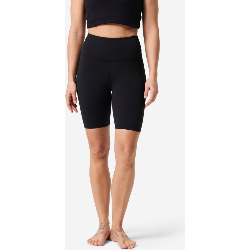 Shorts Radlerhose Yoga Pilates Damen dehnbar bequem - schwarz