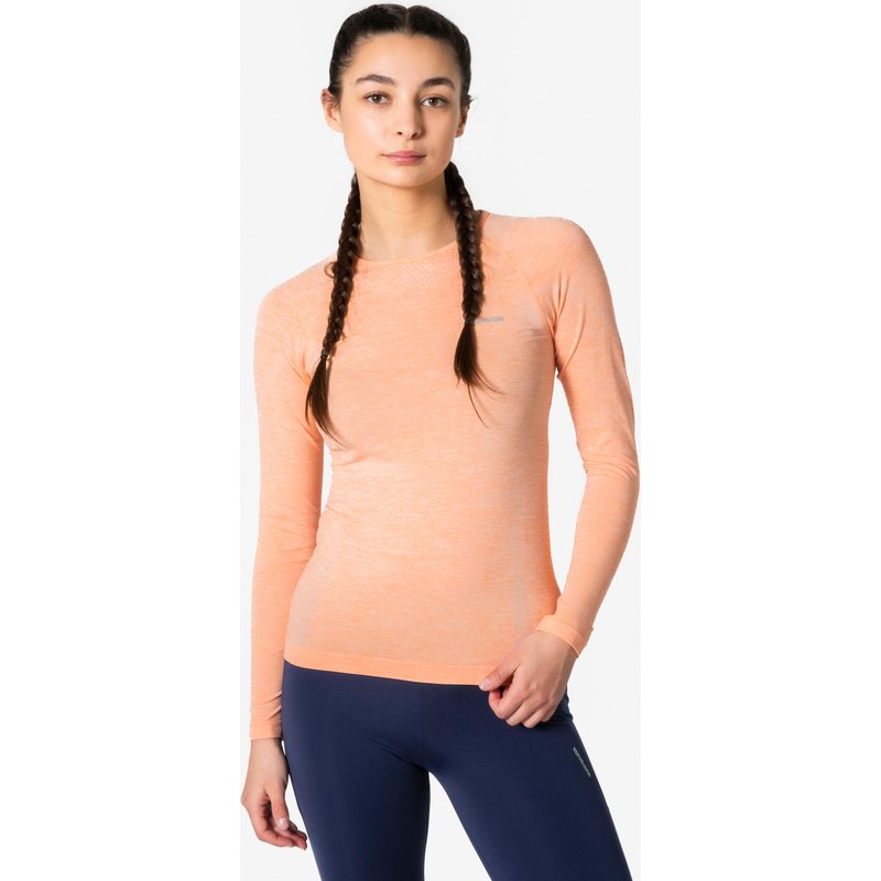 Laufshirt langarm Damen nahtlos - Run 500 orange/weiß
