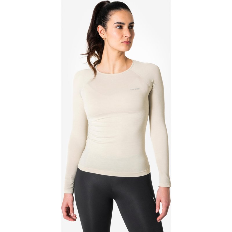 Laufshirt langarm Damen nahtlos - Run 500 beige
