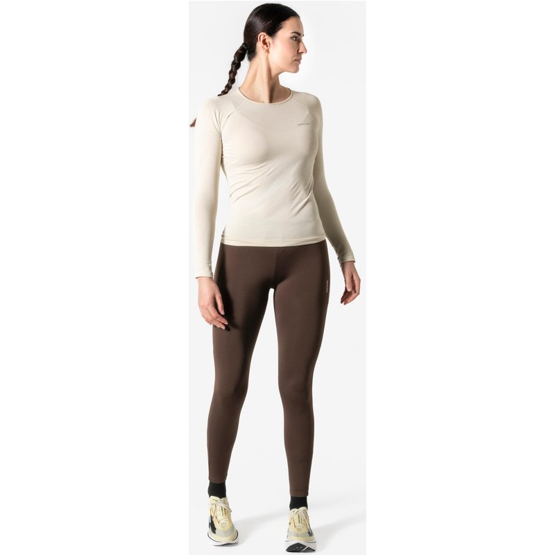 Lauftights lang Damen - Run 500 Warm dunkelbraun