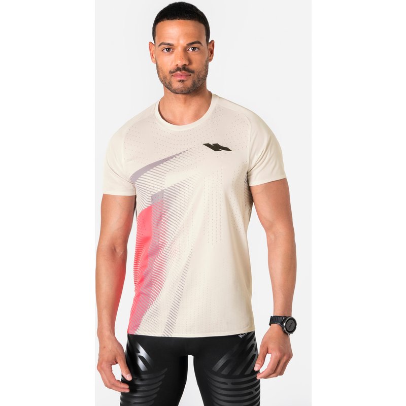 Laufshirt kurzarm Herren - Proteam beige/rosa