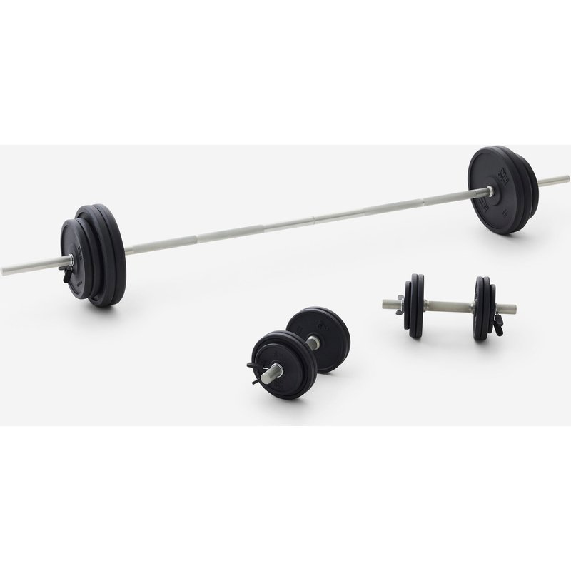 Hantelset, Langhantel und Kurzhantel Set mit Stangen 93 kg Krafttraining