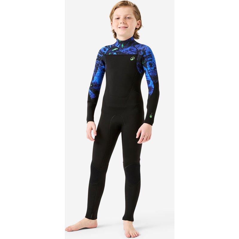 Neoprenanzug Surfen Kinder Rückenreißverschluss 500 4/3 mm Vortex schwarz
