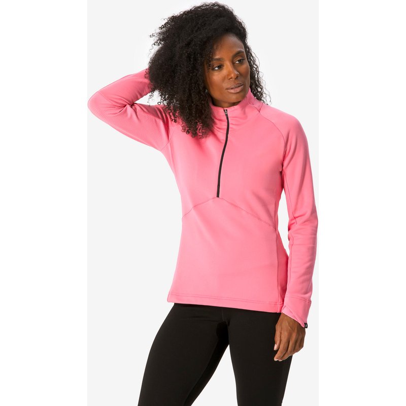 Skiunterwäsche Funktionsshirt Damen wärmend kurzer Reißverschluss - BL500 rosa