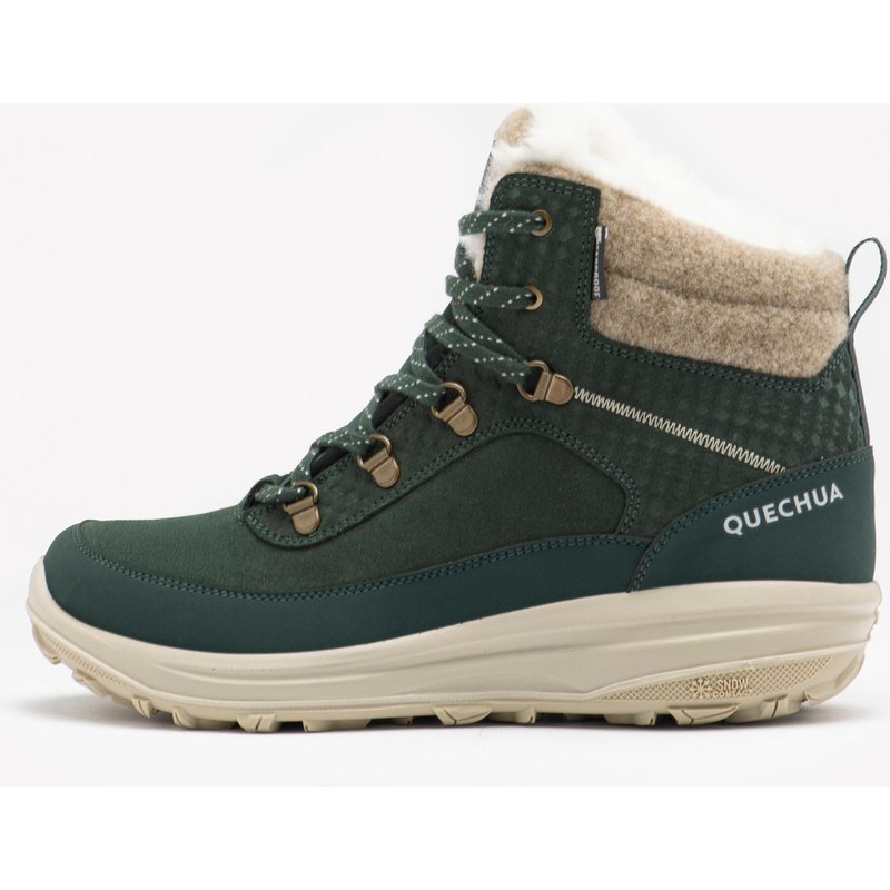 Winterschuhe Damen Leder warm wasserdicht Wandern - NH900 grün