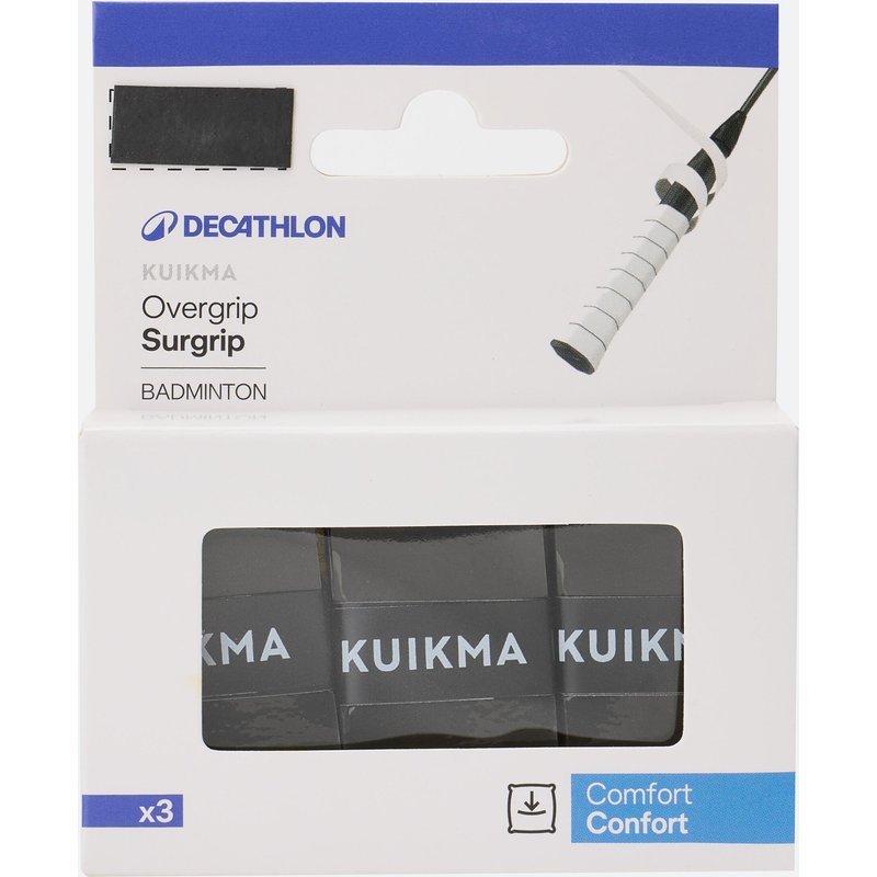 Badminton Griffband Komfort Overgrip 3er Pack schwarz