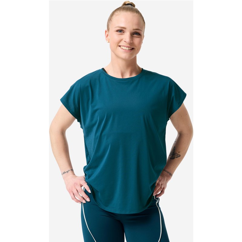 T-Shirt Damen weit atmungsaktiv - petrol