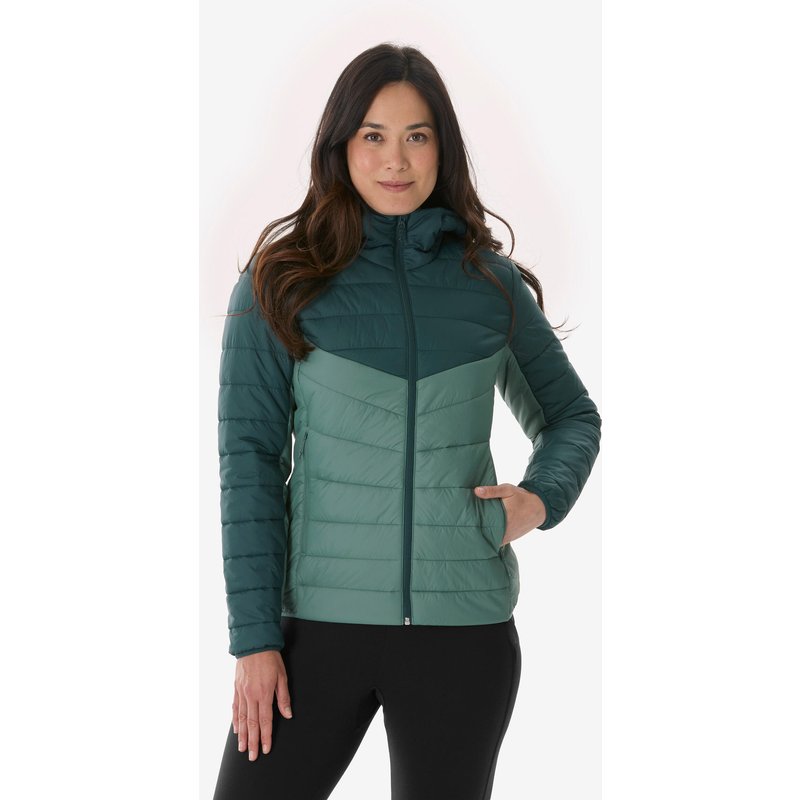 Wattierte Jacke Damen warm bis -6 °C Wandern - MH500 grün