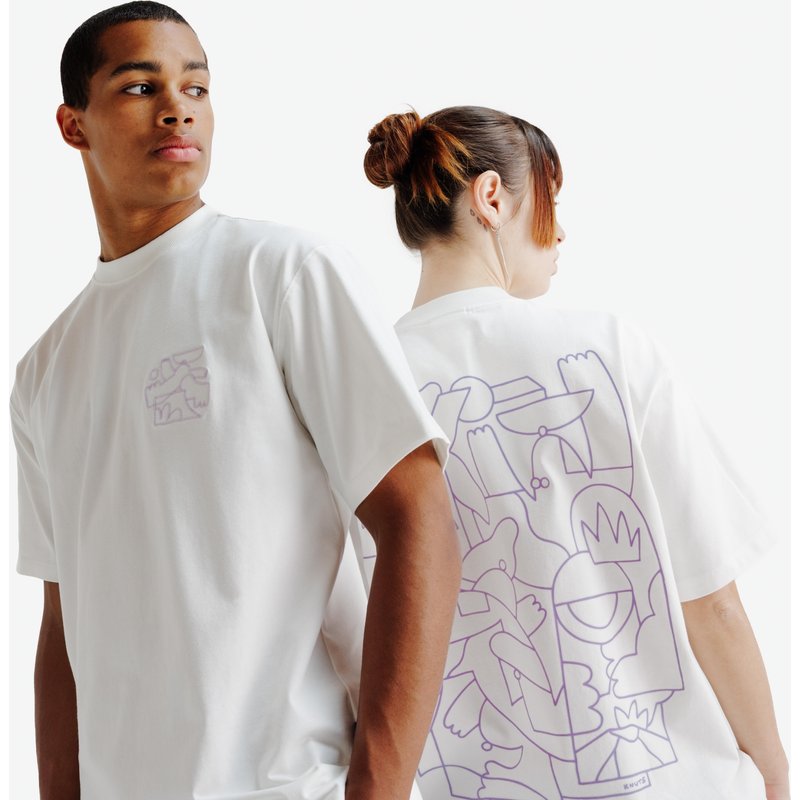 T-Shirt Damen/Herren Grafik Relaxed - Elementals cremeweiß