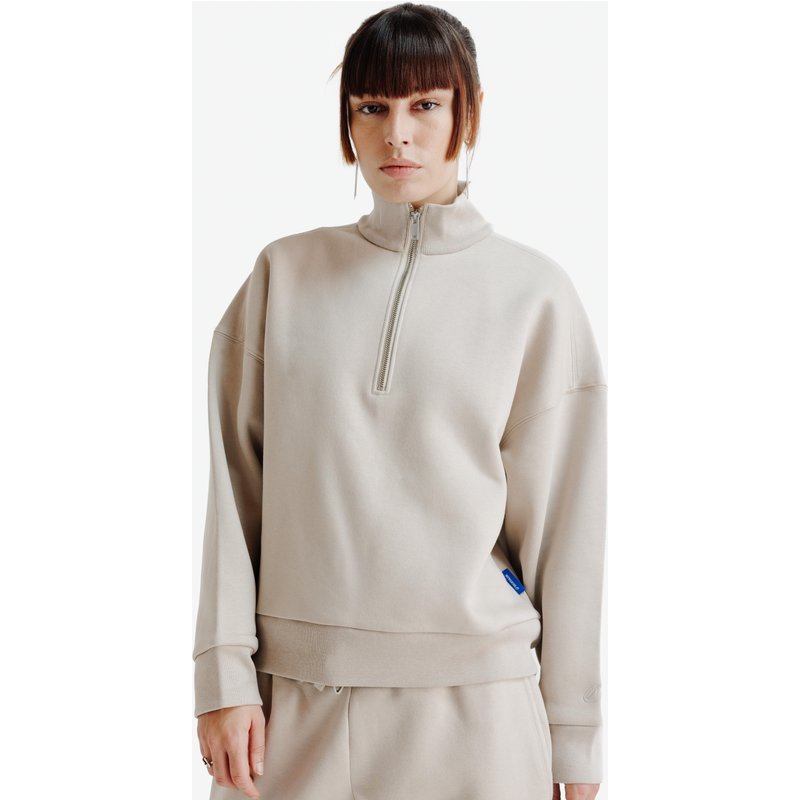 Sweatshirt Damen Reißverschlusskragen Oversize - Elementals beige