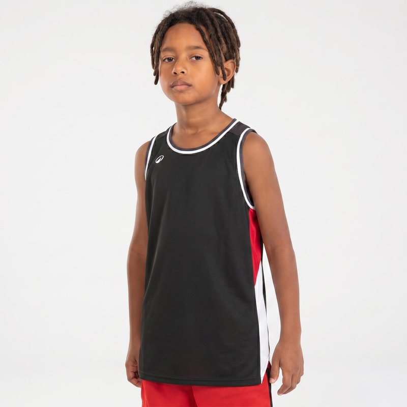 Kinder Basketball Trikot ärmellos wendbar - T500R rot/schwarz