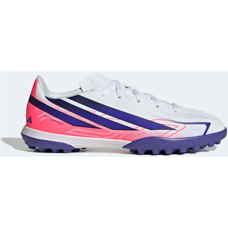 Kinder Fußball Multinockenschuhe Turf - adidas F50 Hyperfast Club weiß/violett