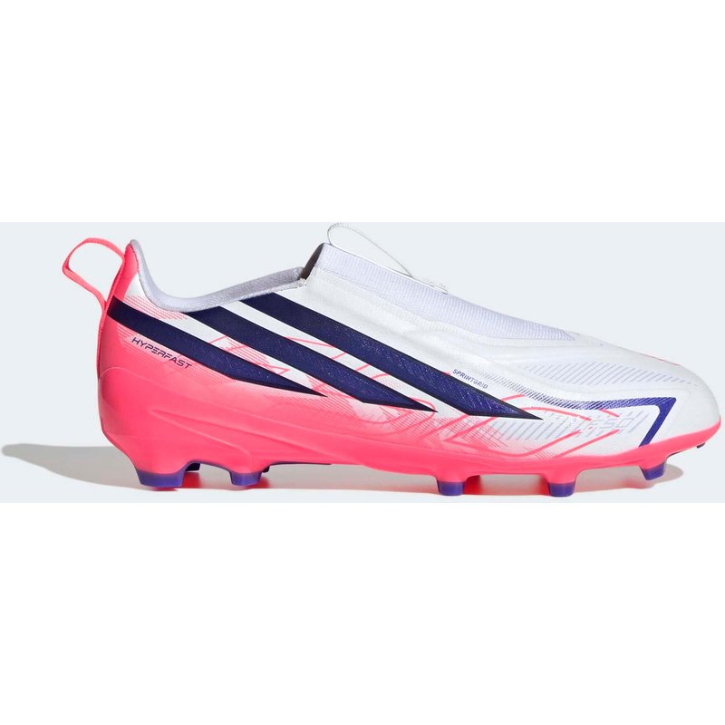 Kinder Fußball Nockenschuhe Laceless FG/MG - adidas F50 Hyperfast League weiß