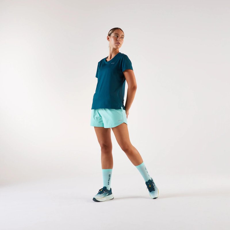 Laufshirt kurzarm Damen atmungsaktiv - Run 500 Dry blau