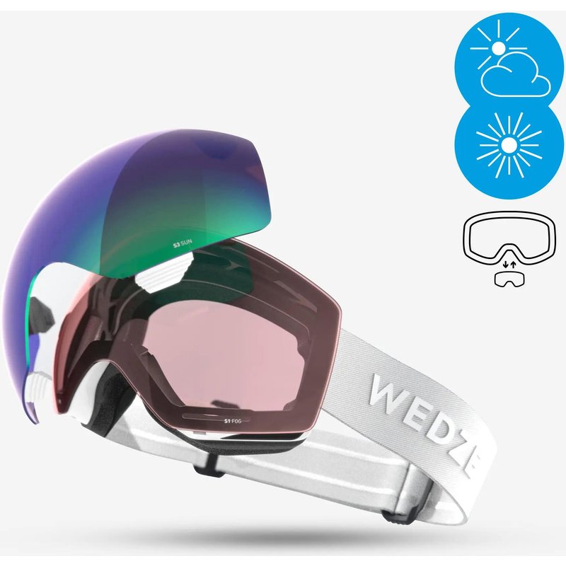 Skibrille Snowboardbrille Kinder/Erwachsene Allwetter - G900 I weiss