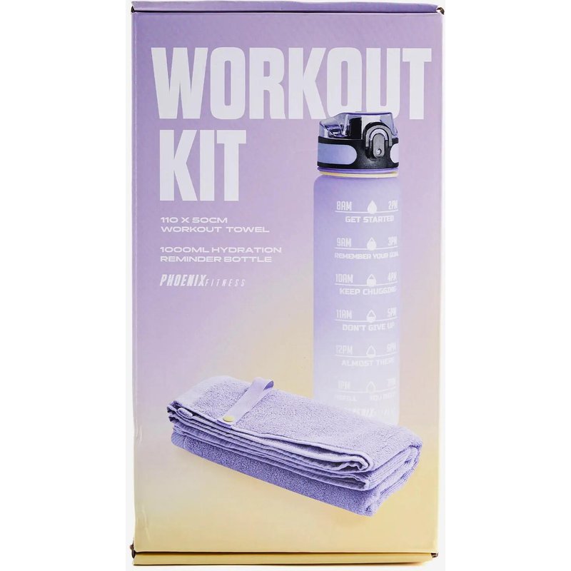 Fitness-Pack 1-Liter-Trinkflasche + Handtuch - violett