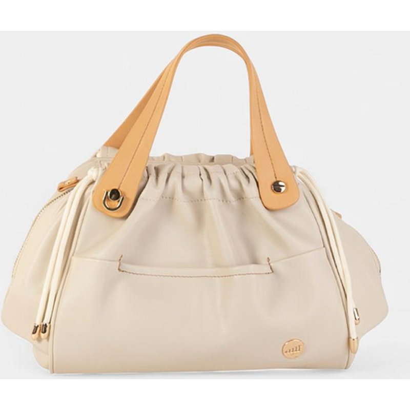 Volum - Bolso de mano mediano en polipiel con detalle fruncido y doble asa ergonómica.