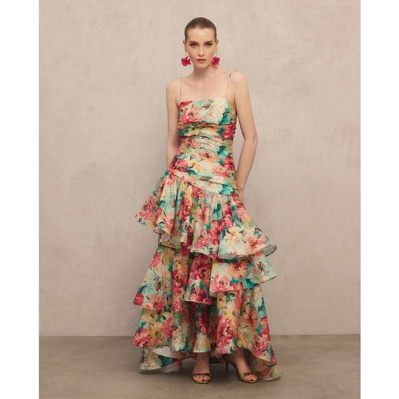 Woman Fiesta El Corte Inglés - Vestido largo con volantes en gasa.