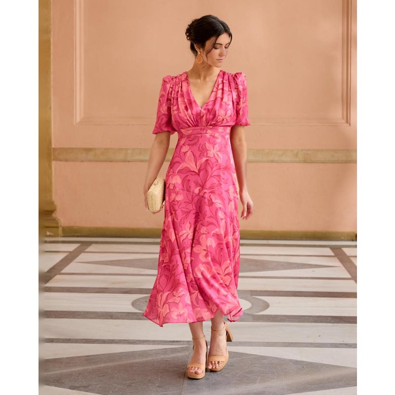 Polin et Moi - Vestido midi estampado con drapeado.