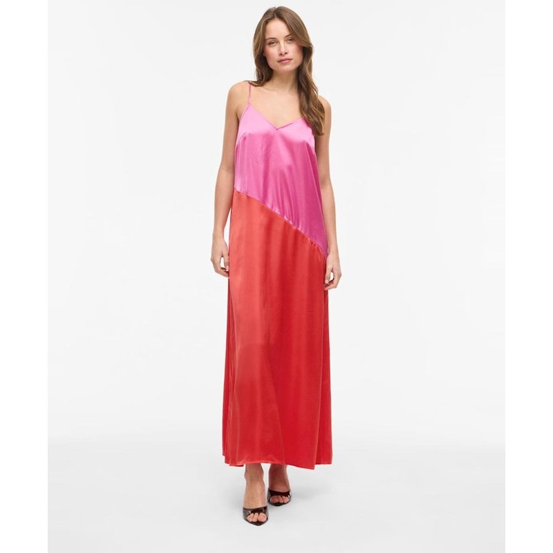 Vila - Vestido de mujer tobillero sin mangas con escote pico.