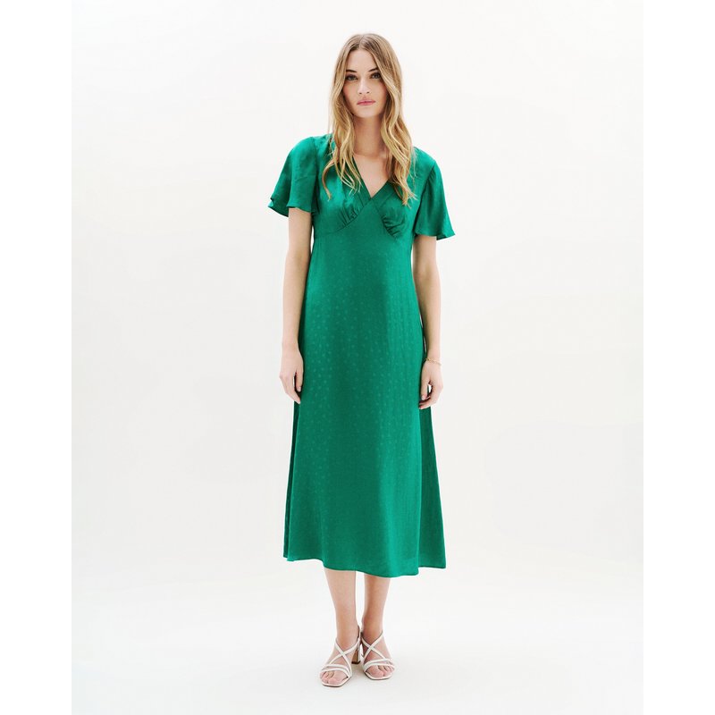 Caroll - Vestido de manga corta con micro estampado de topos.