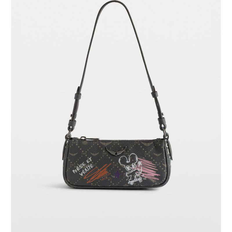 Zadig & Voltaire - Bolso de mano de mujer estampado monograma con asa desmontable.