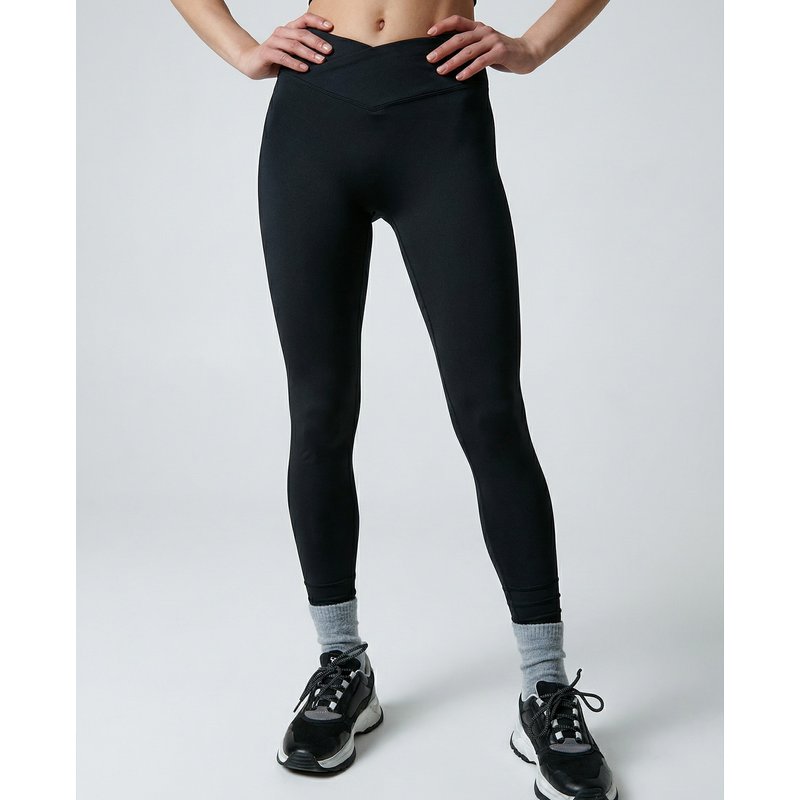 Black Limba - Leggings deportivos de mujer de cintura alta en forma de V y bajos recortables.