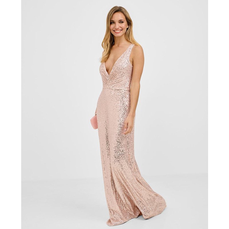 Veneno en la piel - Vestido largo de lentejuelas y escote en v.