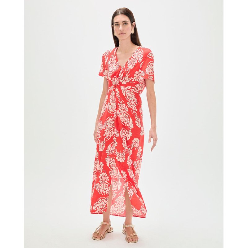 Lola Casademunt - Vestido largo estampado con escote de pico.