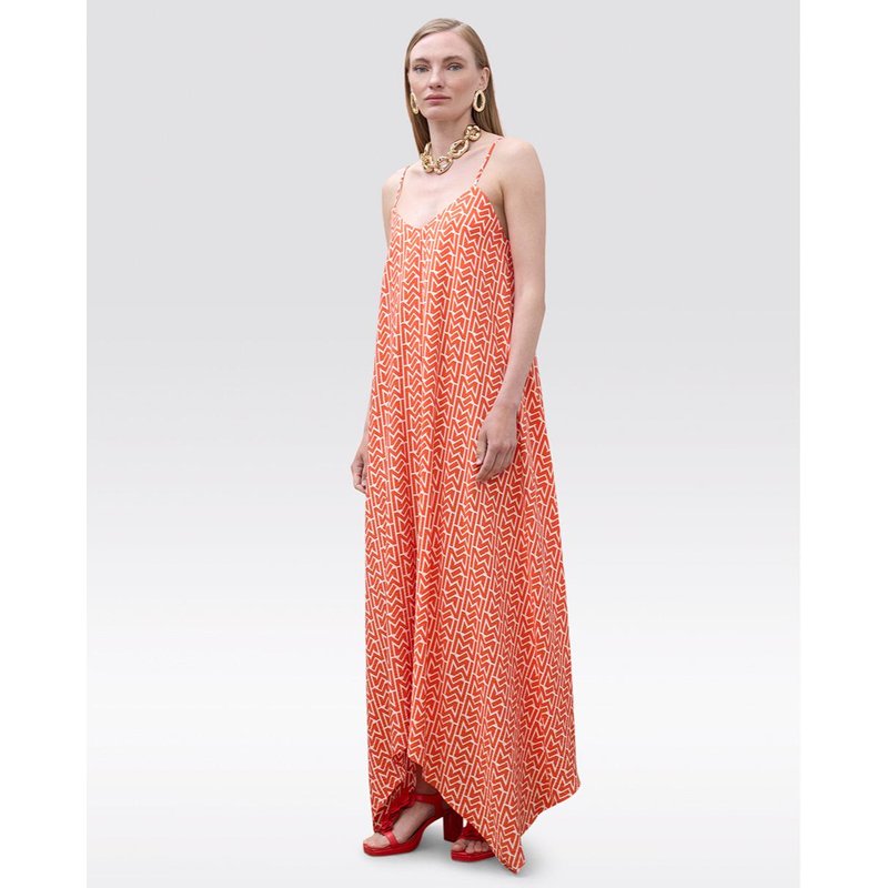 Lola Casademunt - Vestido largo de tirantes estampado con cuello pico.