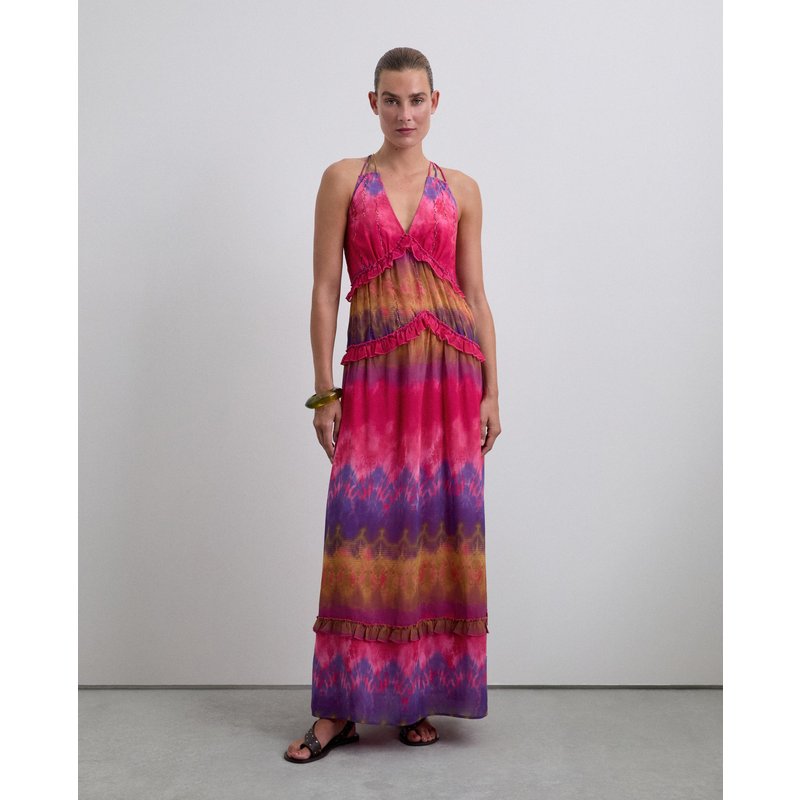 Scalpers - Vestido largo tie dye con volantes.