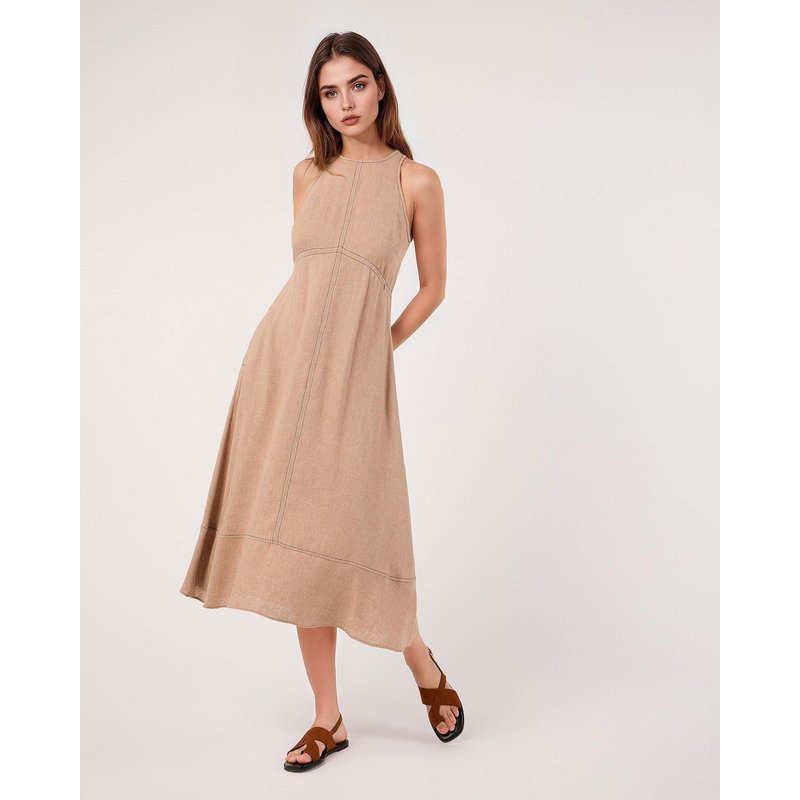 Dolores Promesas - Vestido midi de cuello halter con bolsillos laterales discretos.