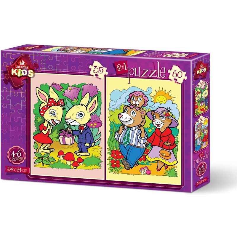 2 Puzzles - Les Lapins et la Famille Ours Art Puzzle