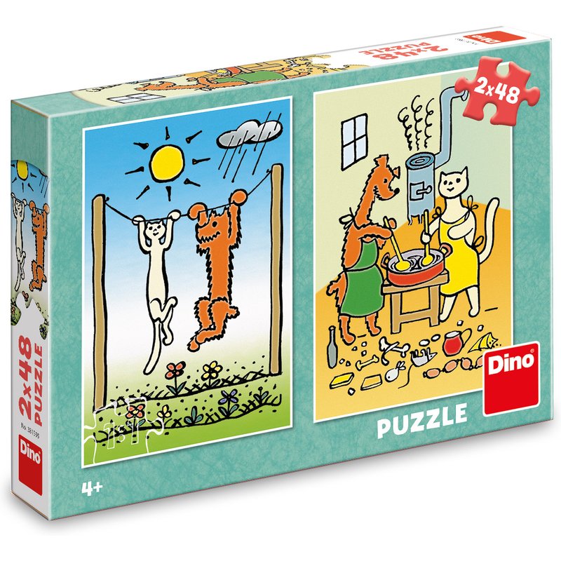 2 Puzzles - Doggie & Pussycat Dino