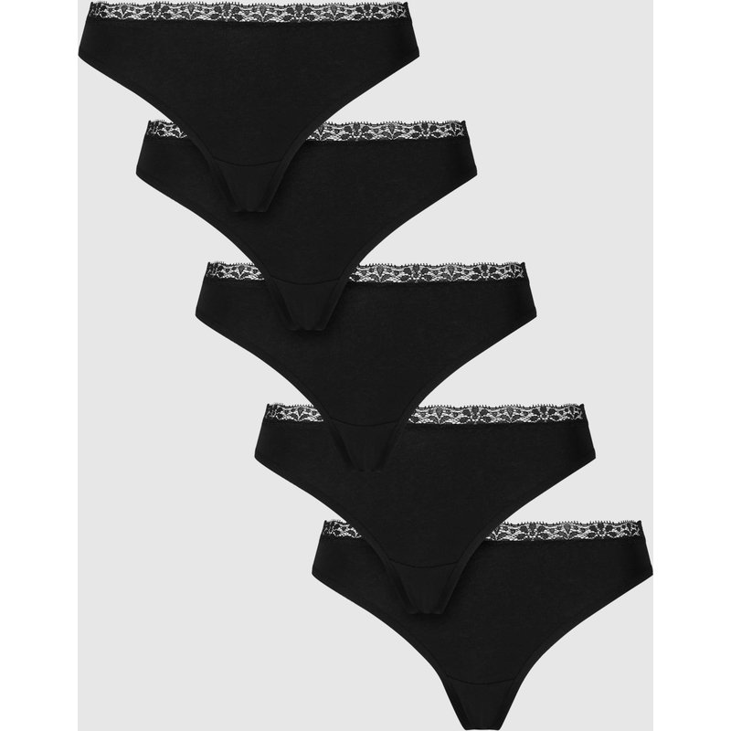 Urban Classics Ladies Basic Cotton Tanga Lace 5-Pack