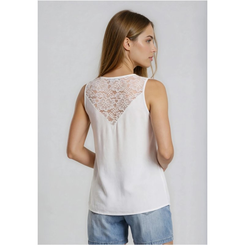 Cloud5ive Musselin Top mit Spitzeneinsatz