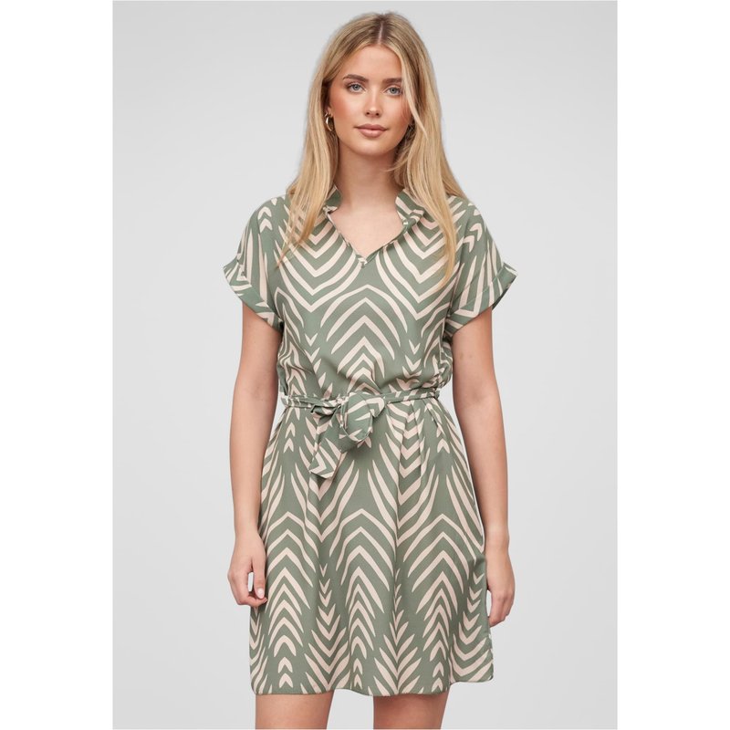 Cloud5ive Damen T-Shirt Kleid mit Turn-Up Ärmel und All Over Print