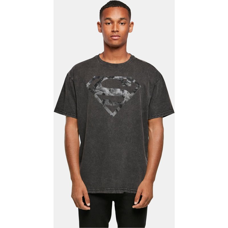 Absolute Cult DC Originals - Marble Superman Logo Acid Washed Oversize Tee