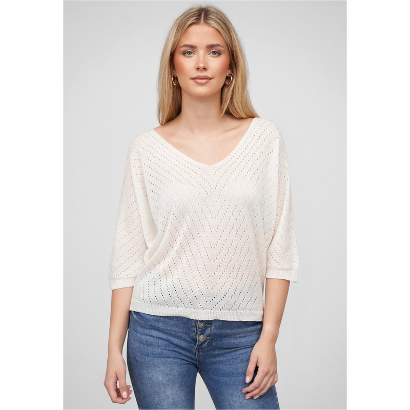 Cloud5ive Damen 3/4 Arm Top mit Fledermausärmeln und Lochmuster