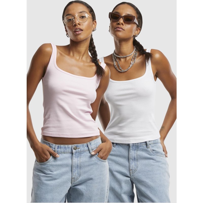 Urban Classics Ladies Wide Neck Rib Top 2-Pack