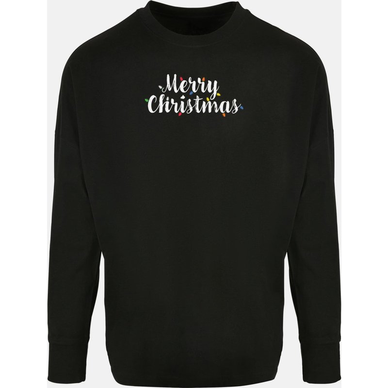 Merchcode POD Merry Christmas Lights Oversized Cut On Sleeve Longsleeve
